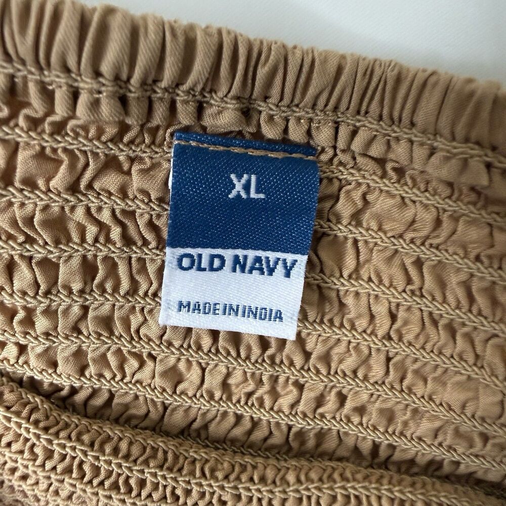 New Old Navy Smocked Puff Sleeve Midi Dress XL Pocket Poplin Cottagecore Prairie - Picture 10 of 14